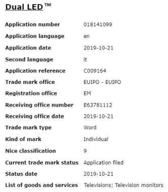 三星申请Dual LED商标，或在CES 2020推电视新品